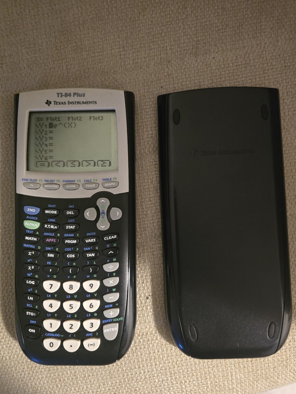 Texas Instruments TI-84 Plus Graphing Calculator Black with Slide Cover TESTED